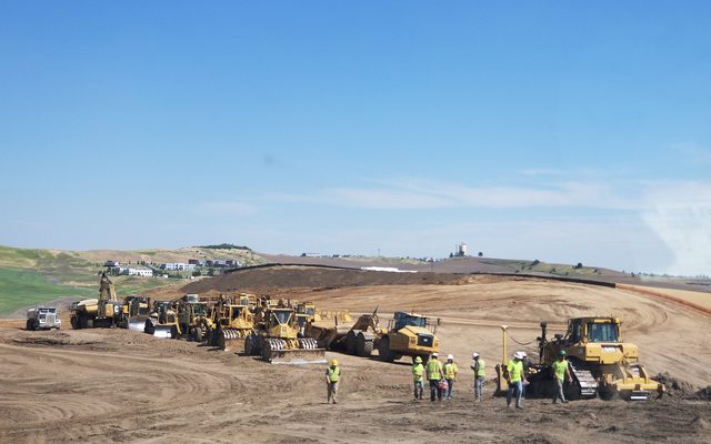 Western Construction of Lewiston crew and equipment on a building site