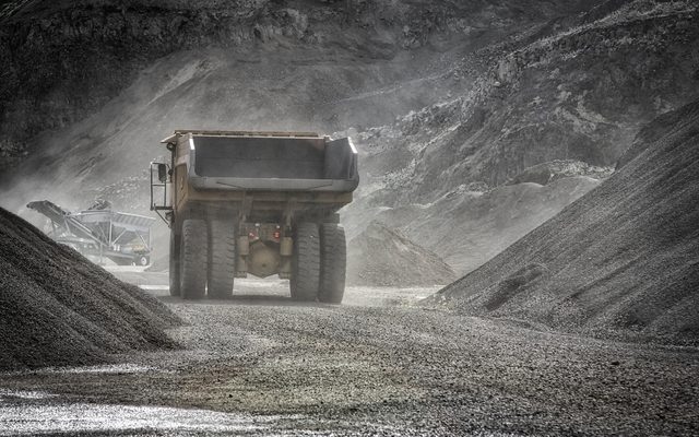 Haul truck working in a rock pit