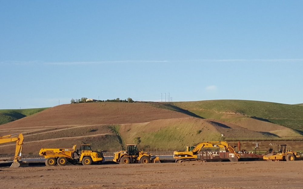 Western Construction of Lewiston crew and equipment at work
