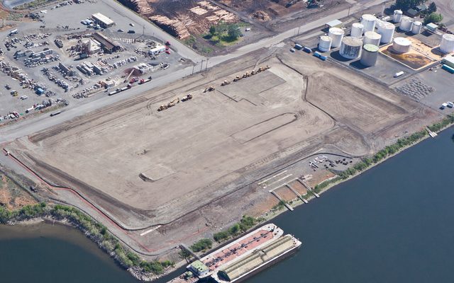 Aerial view of a WCI industrial site development on the Snake River at Lewiston